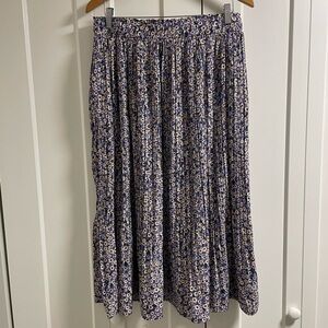 Zeagoo Pleated Floral Midi Skirt Purple Yellow Cottagecore Size XL